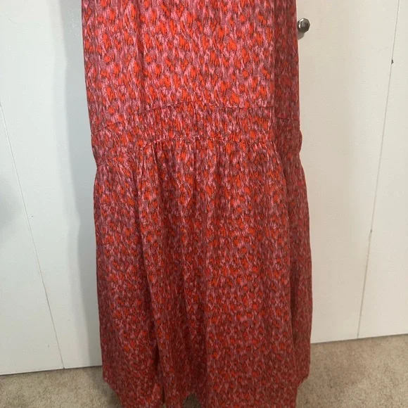 Joie Bondi Tiered Sleeveless Maxi Dress in a tea rose red print.  Size Small. - Picture 8 of 13